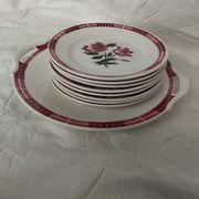 Lot of Vintage Sarreguemines & Digoin – "Dijon" Model | Tart Dish + 8 Plates