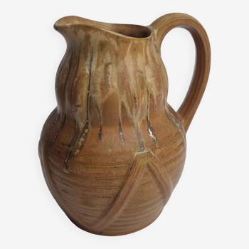 Art Deco pitcher in flamed sandstone from Denbac, Vierzon