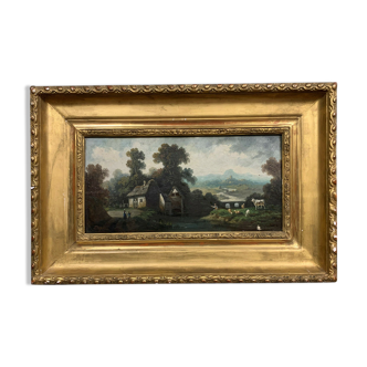 Dupré School of Barbizon XIXeme oil on panel rural landscape to the fisherman