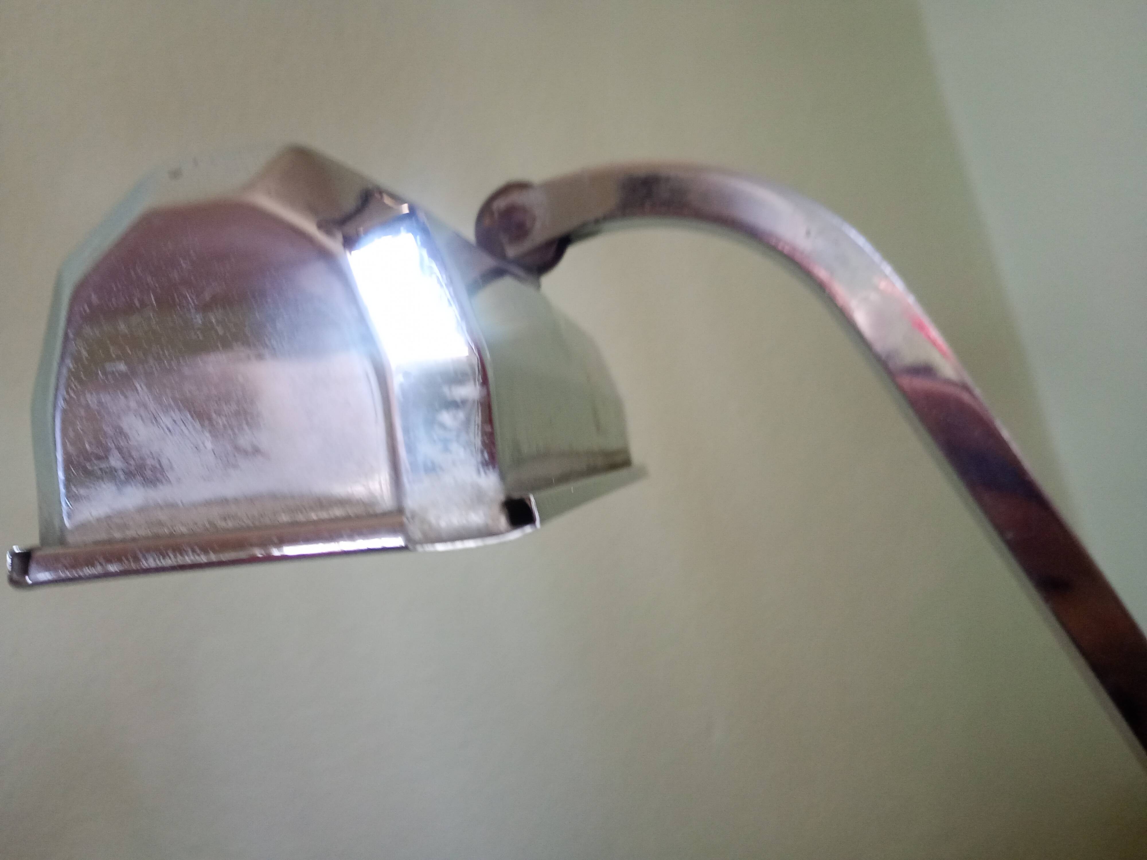 Vintage desk lamp - chrome steel + inkwell + card holder and rosewood pen