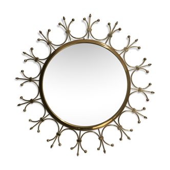 Sun witch vintage 1970 brass mirror