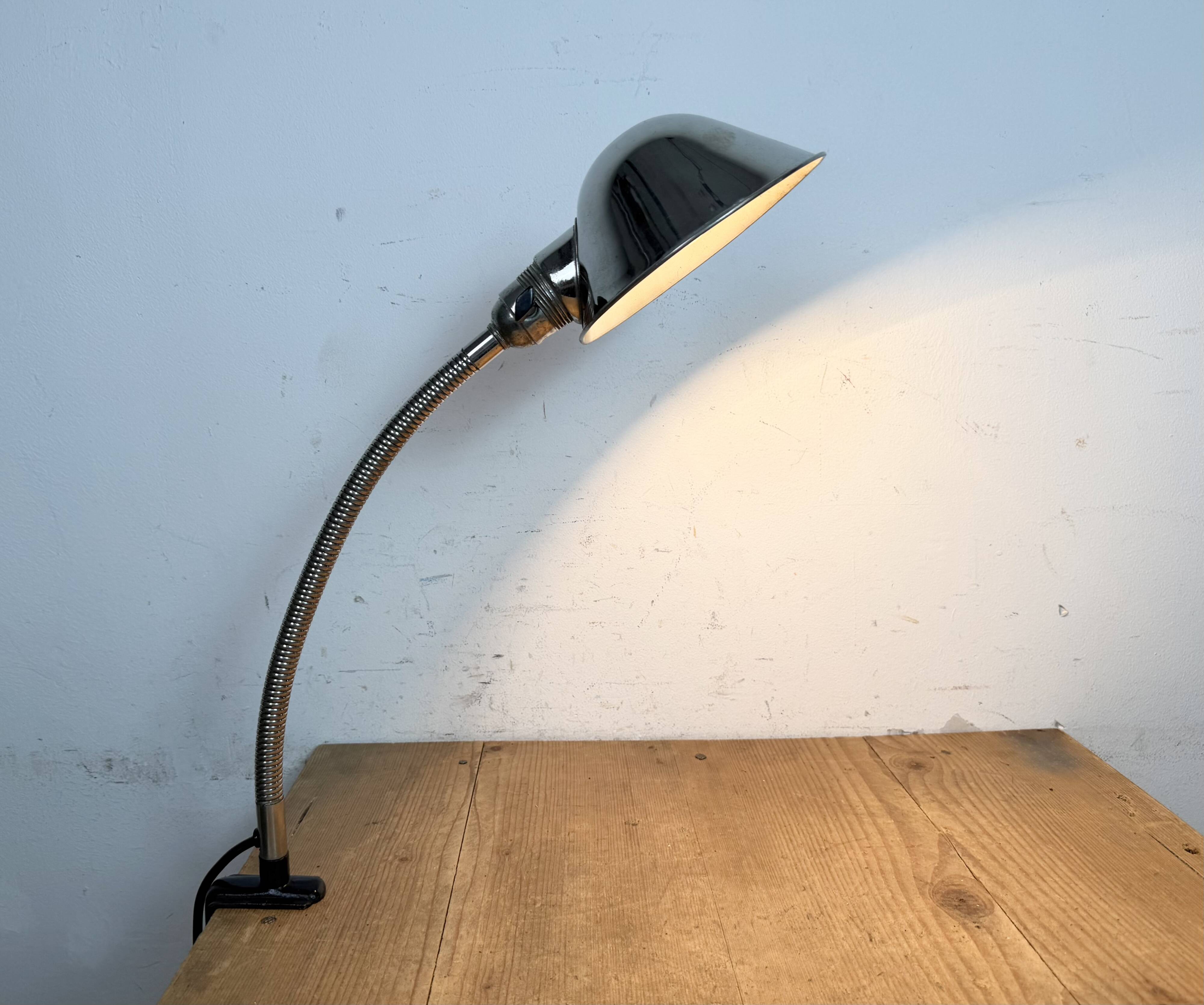 Vintage Industrial Chrome Gooseneck Table Lamp, 1950s