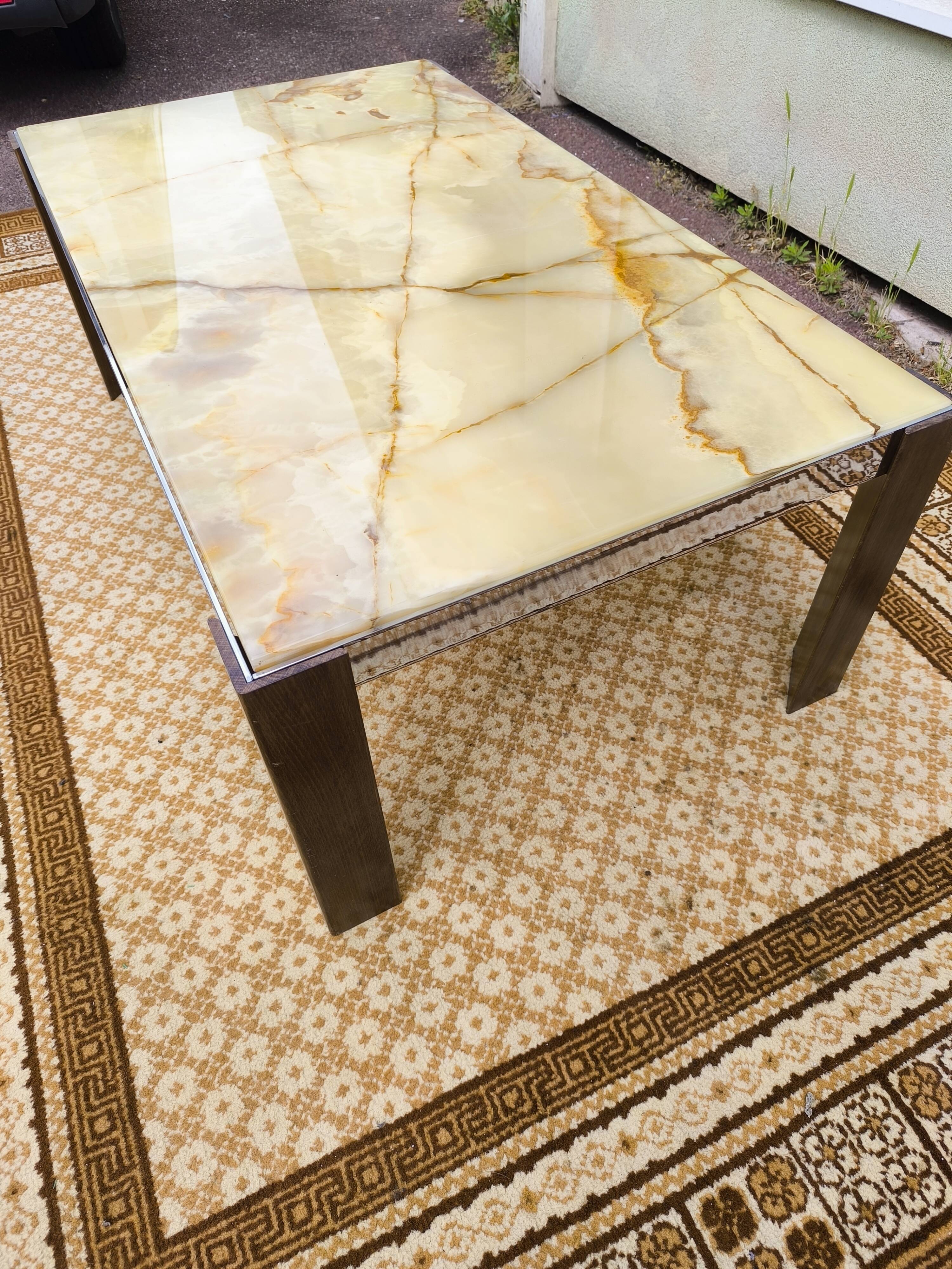 Wood chrome marble coffee table