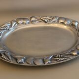 Oval tray in chrome metal shell decoration