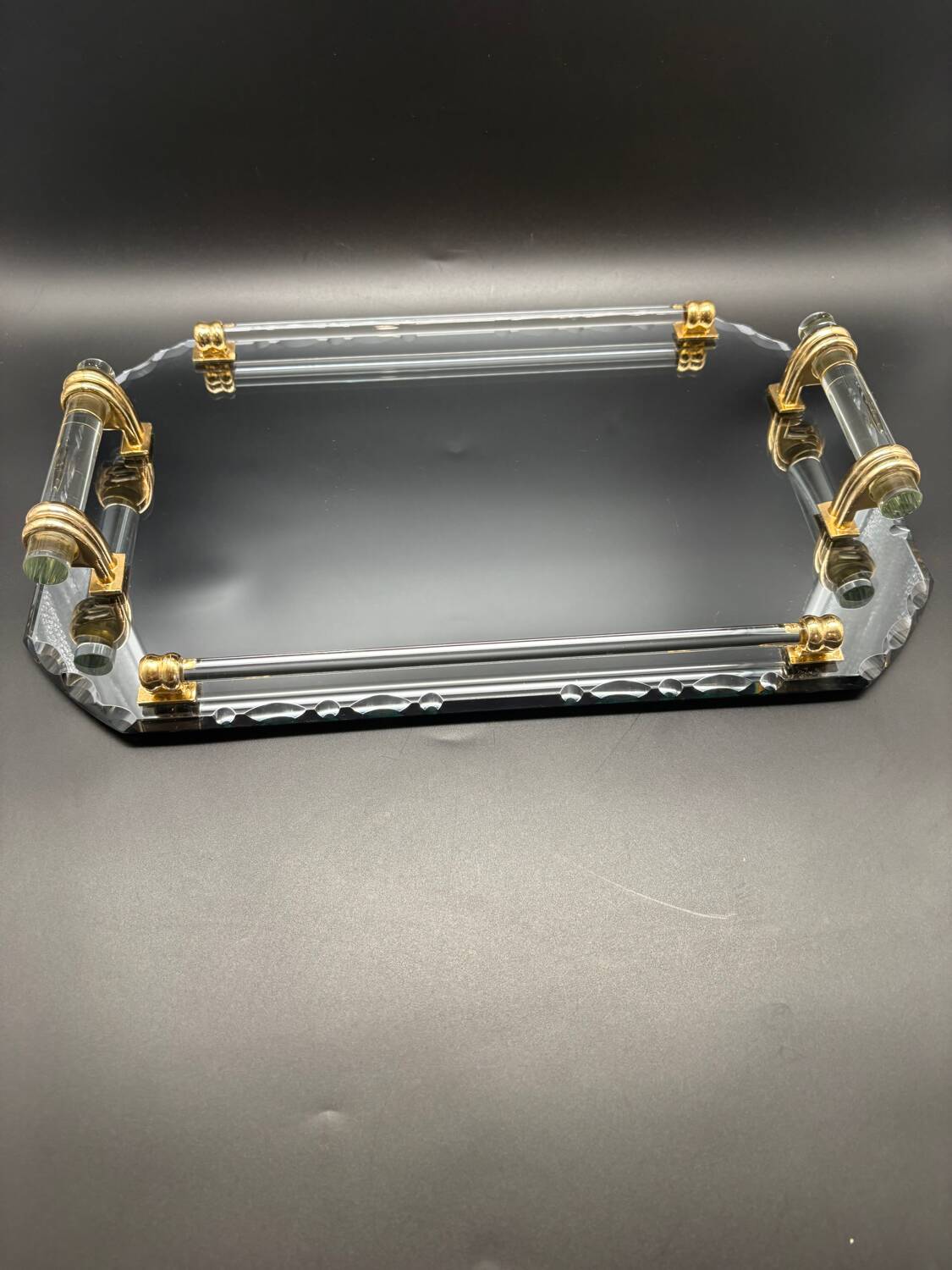 Beveled mirrored tray, Art Deco 1940, Saint-Gobain France