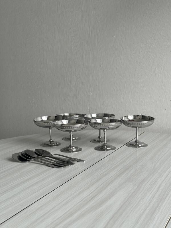6 coupelles sur pied en inox Letang Remy