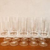 10 old cylindrical crystal glasses