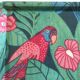 Vintage fiberglass platter with exotic décor and parrots