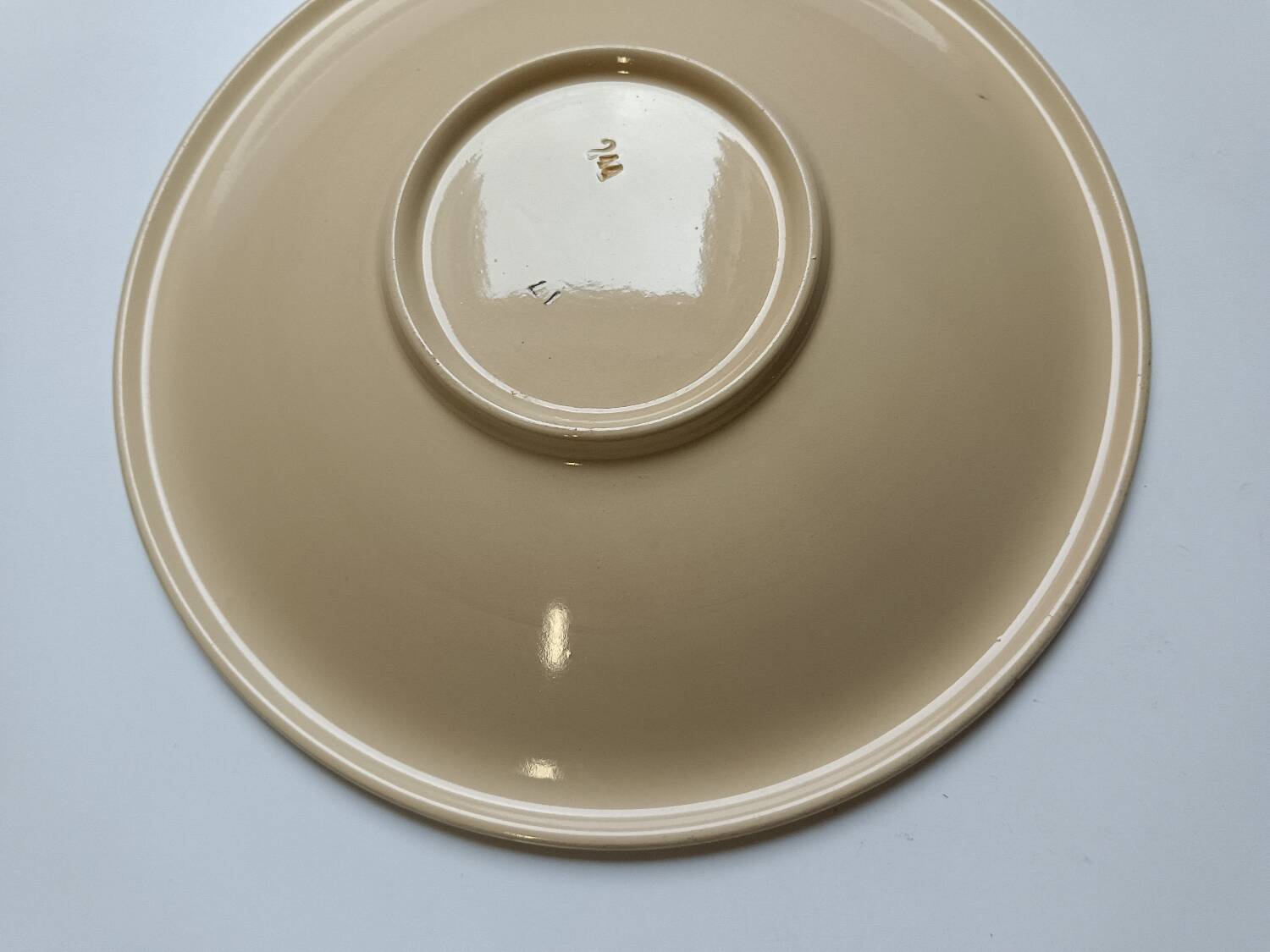 Compotier bas Badonviller art déco beige à fleurs