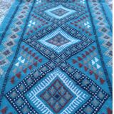 Carpet Blue Corridor in pure wool 51 x 208 cm