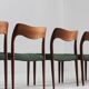 Set of 6 Vintage Danish dining room chairs by Niels Moller model 71