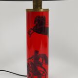 Piero Fornasetti Grande table lamp Bighe red and black mid-century, Italy, 1950s