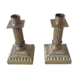 Duo of bronze candlesticks