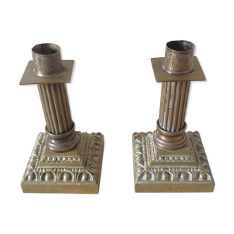 Duo of bronze candlesticks