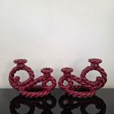 Pair of ceramic candlesticks, Vallauris