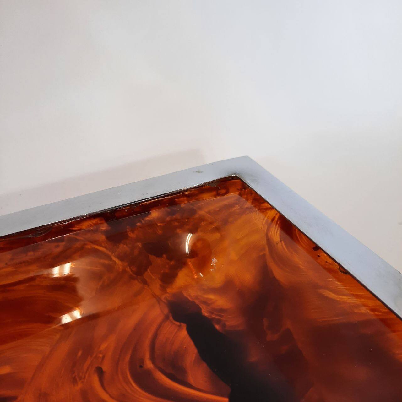 Pair of vintage trays in briar effect lucite