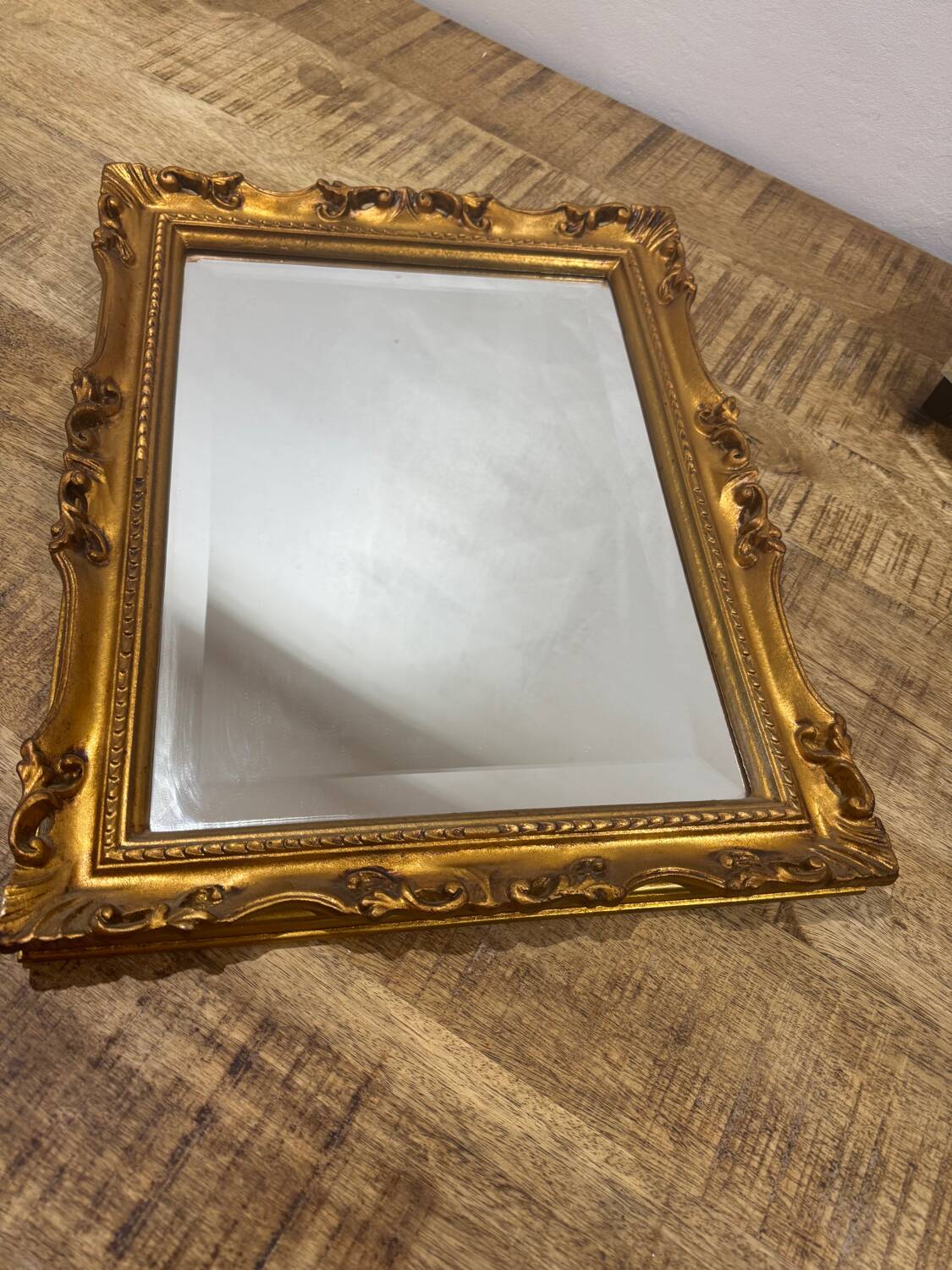 Beveled gold mirror