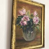 Painting, framed peony canvas