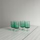 4 translucent green glass shot glasses
