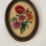 2 oval frames vintage floral embroidery