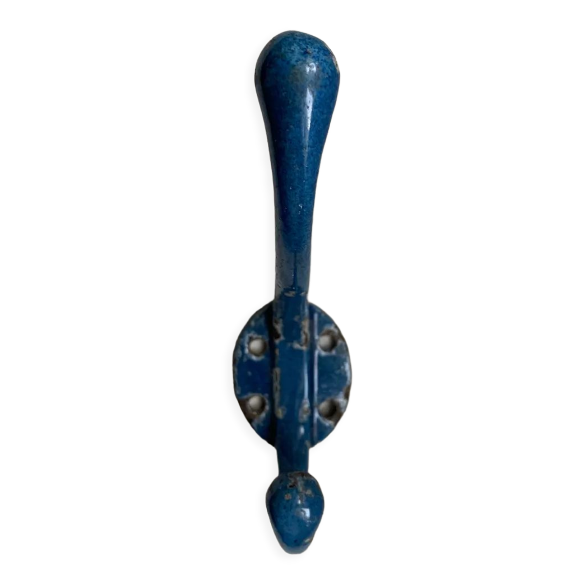 Blue enamelled cast iron hook
