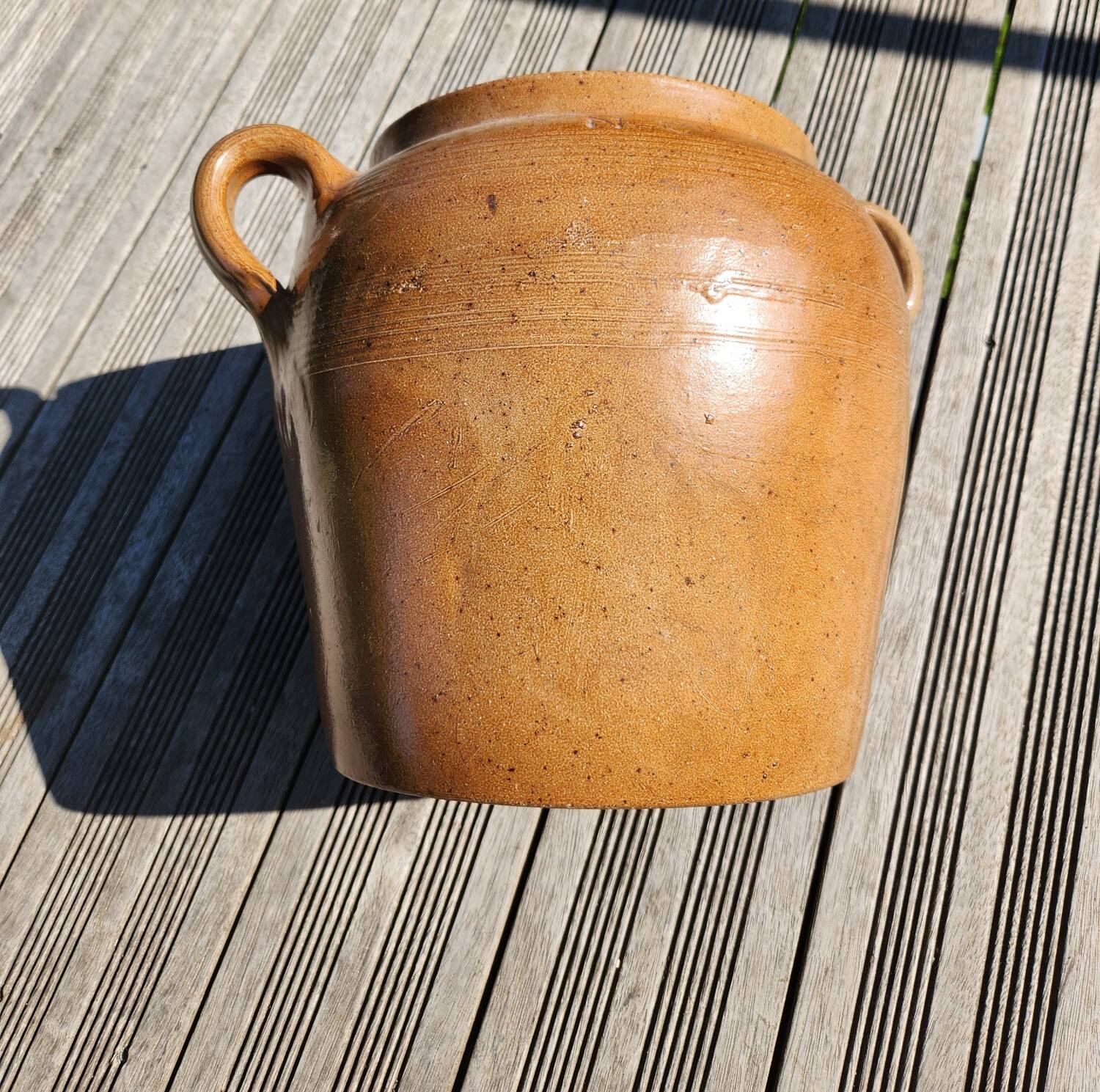 Old pot, stoneware salt cellar