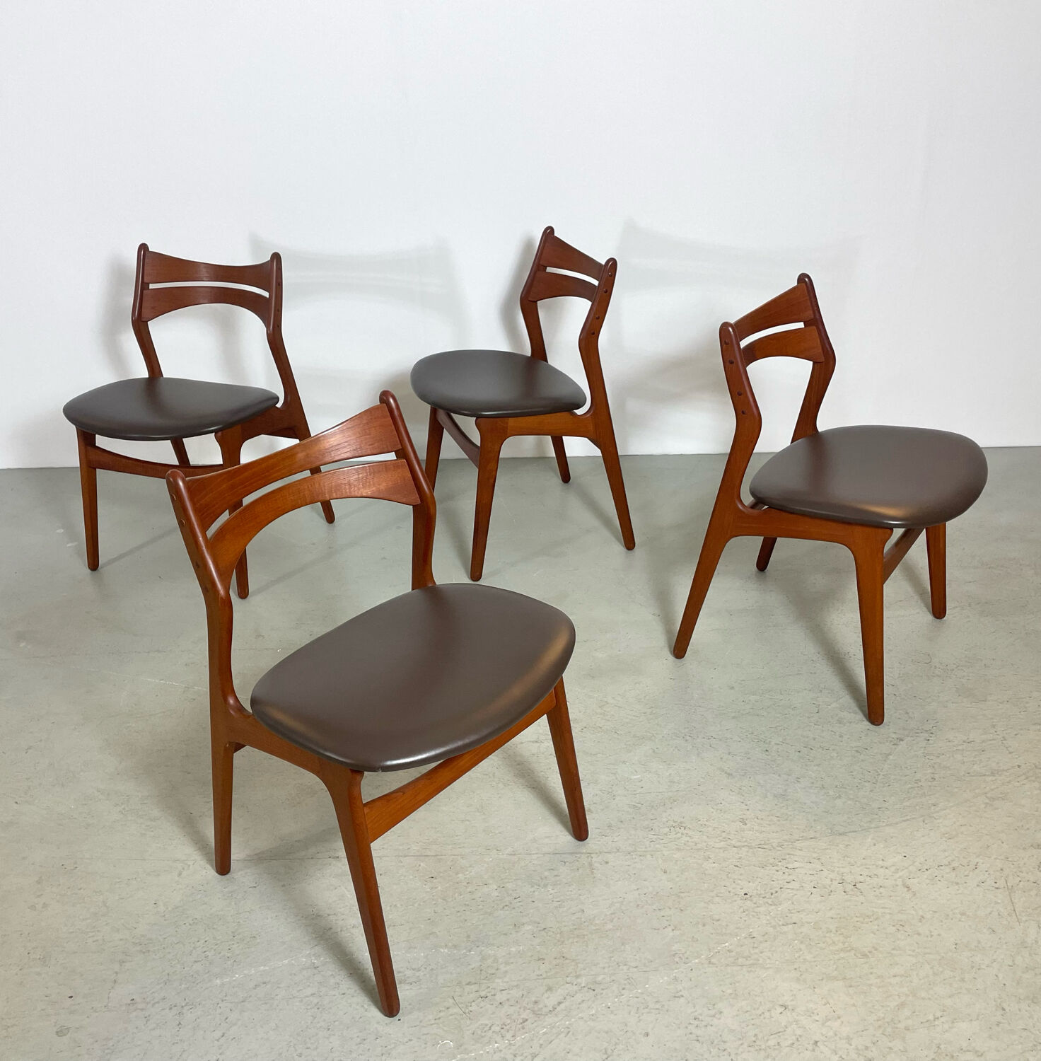 Teak dining chairs by Erik Buch Denmark 1960s
