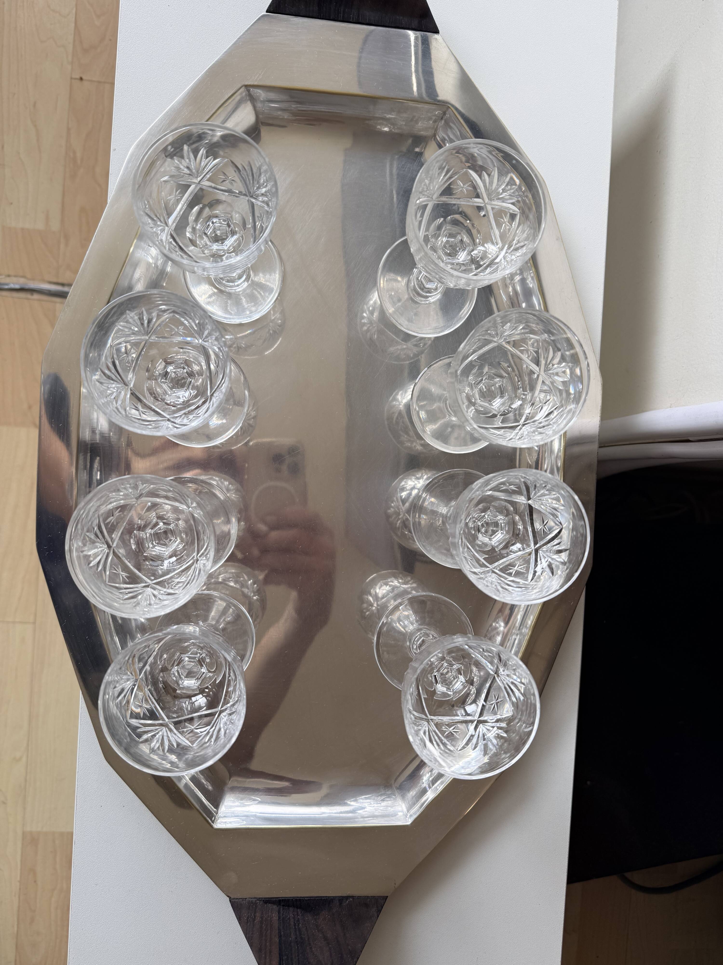 8 cut crystal aperitif glasses from Lorraine