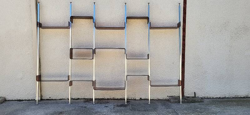 Vintage modular library shelf 6 legs and 14 shelves