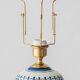 Vintage Table Lamp in Delft Style, Hand-Painted Blue and White, Ram Arnhem, New Shade