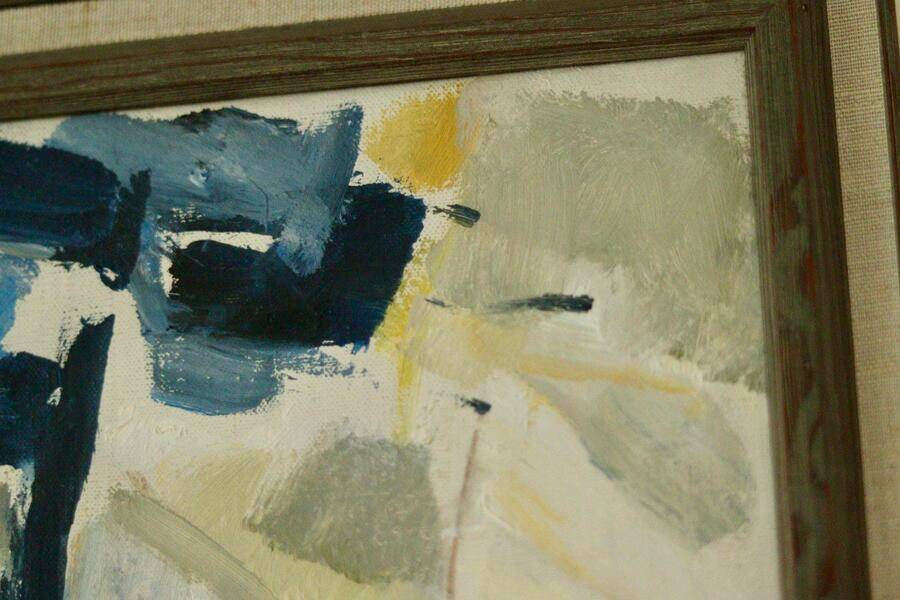 Original mid-century Swedish oil on canvas – “Abstract Composition” by Tryggve Örn – vintage & framed, 52.5 × 67 cm