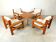 Vintage pine wood armchair set, 1980s