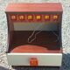 Pair of design bedside tables in orange resin rosewood with white melamine from the 70s