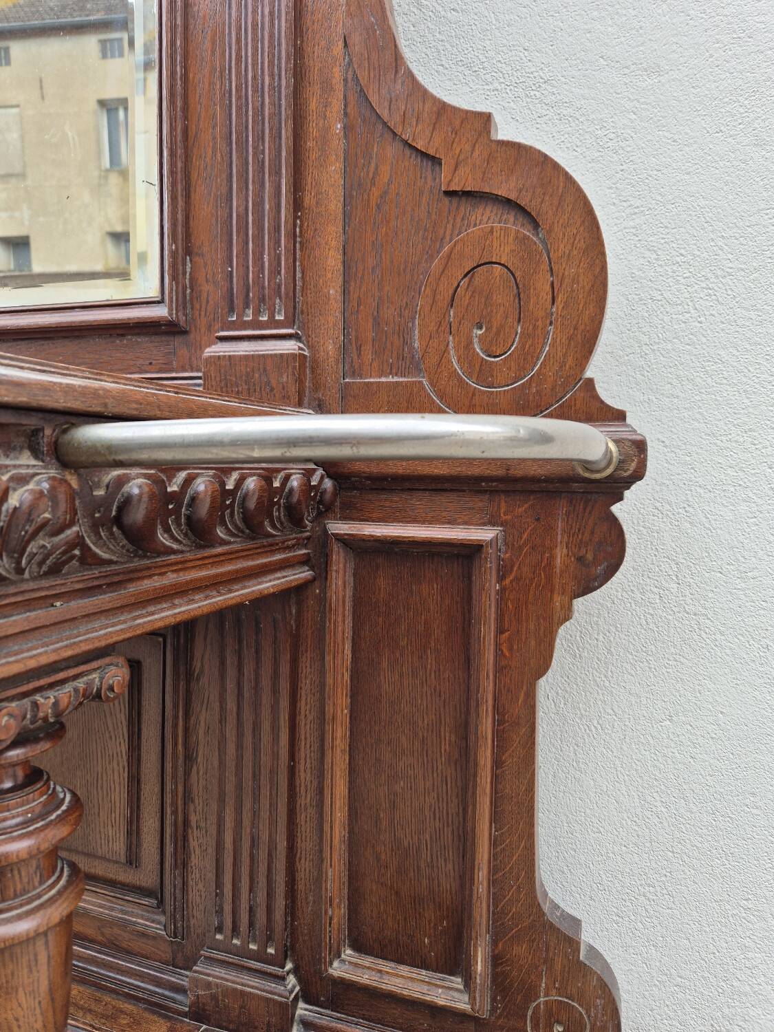 Cloakroom Napoleon III coat rack 19th in solid oak
