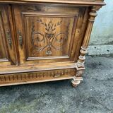 Henri II style low sideboard – carved wood and red marble top