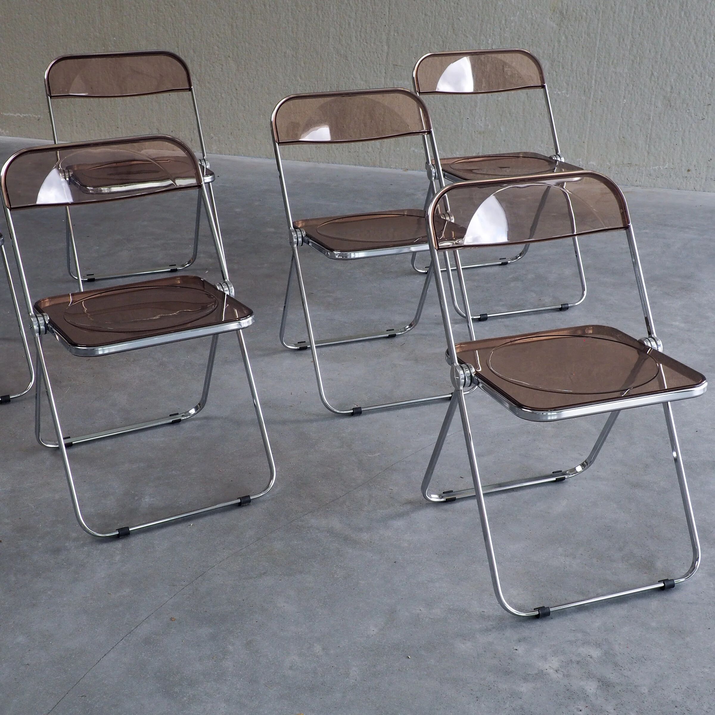 6 Plia folding chairs by Giancarlo Piretti for Anonima Castelli