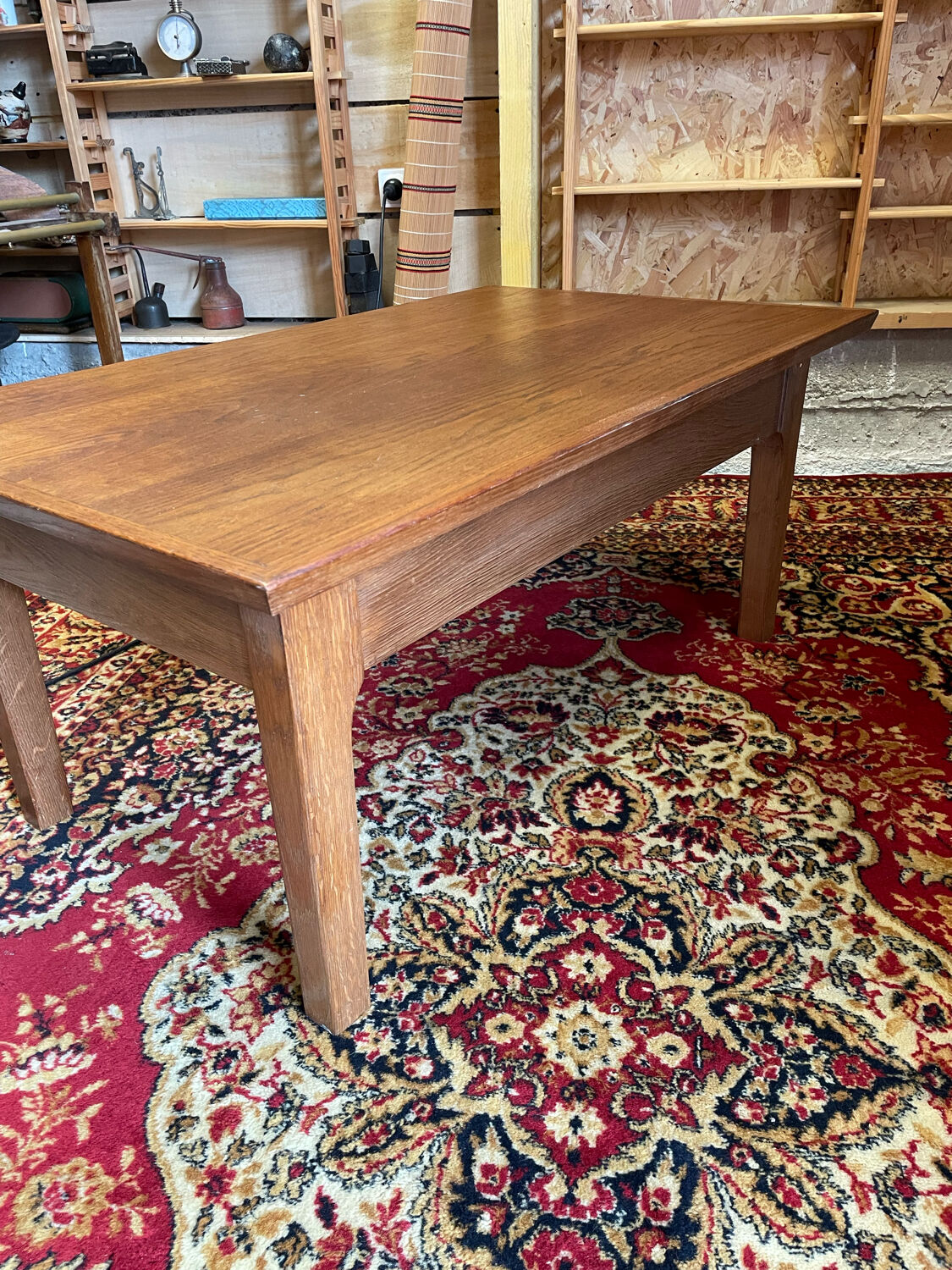 Table basse un tiroir bois vintage ep 50/60
