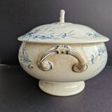 Iron clay soup tureen, Creil de Montereau model Linotte bleue