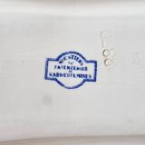 Special plate in iron earth from Sarraguemines Rouen model blue and white reliefs