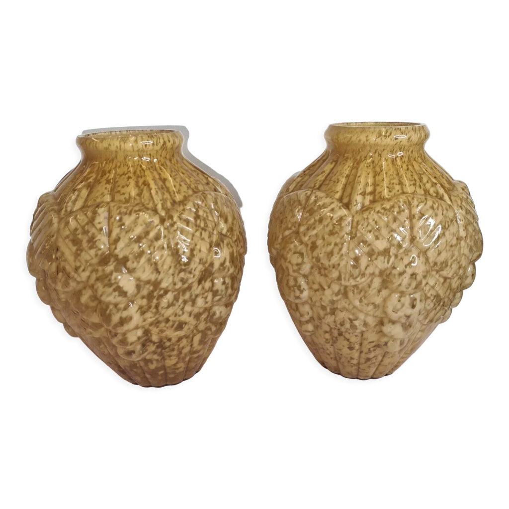 Paire de vases en verre de Clichy style art déco Selency