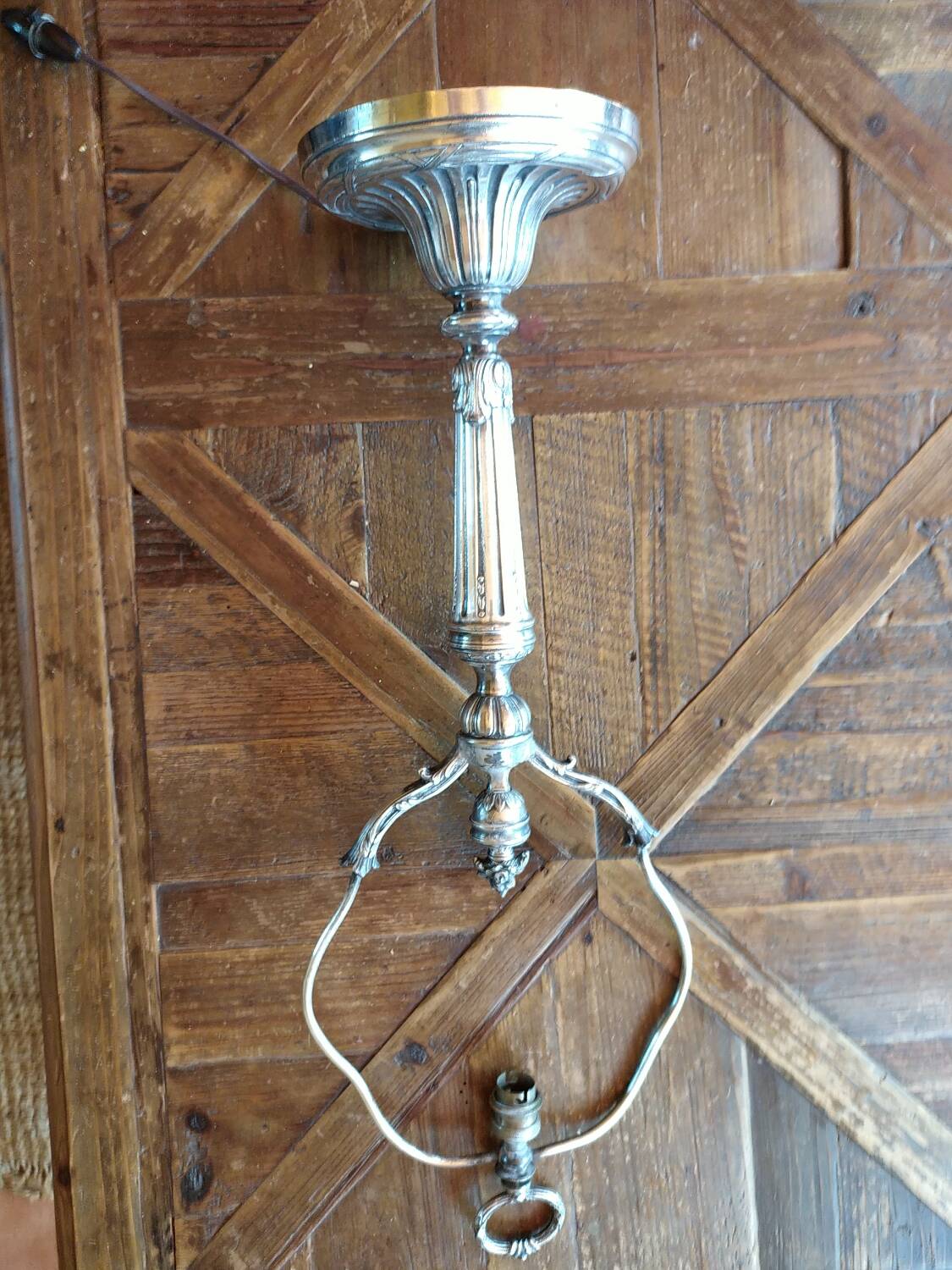 Pied de lampe Victorien en bronze argenté