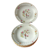 6 assiettes creuses vintage, porcelaine Vitriam France