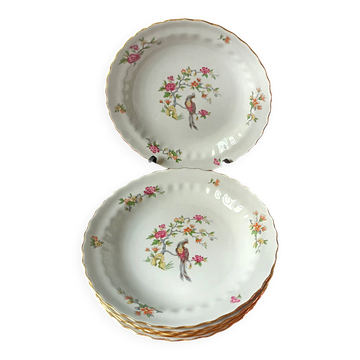 6 vintage deep plates, Vitriam porcelain France