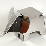 80s heavy metal chrome elephant floor lamp as side table Postmodern design