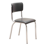 Chaise vintage tubax skaï noir et chrome