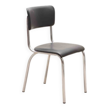 Vintage Tubax chair in black and chrome leatherette
