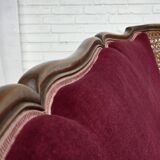 1950s, Danish 3-seater sofa, furniture velour, ash wood, mesh.