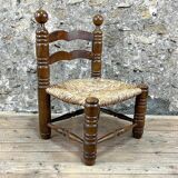 Chair Fireplace Wood & Straw Mountain Chalet Country Cottage No Dudouyt 60's