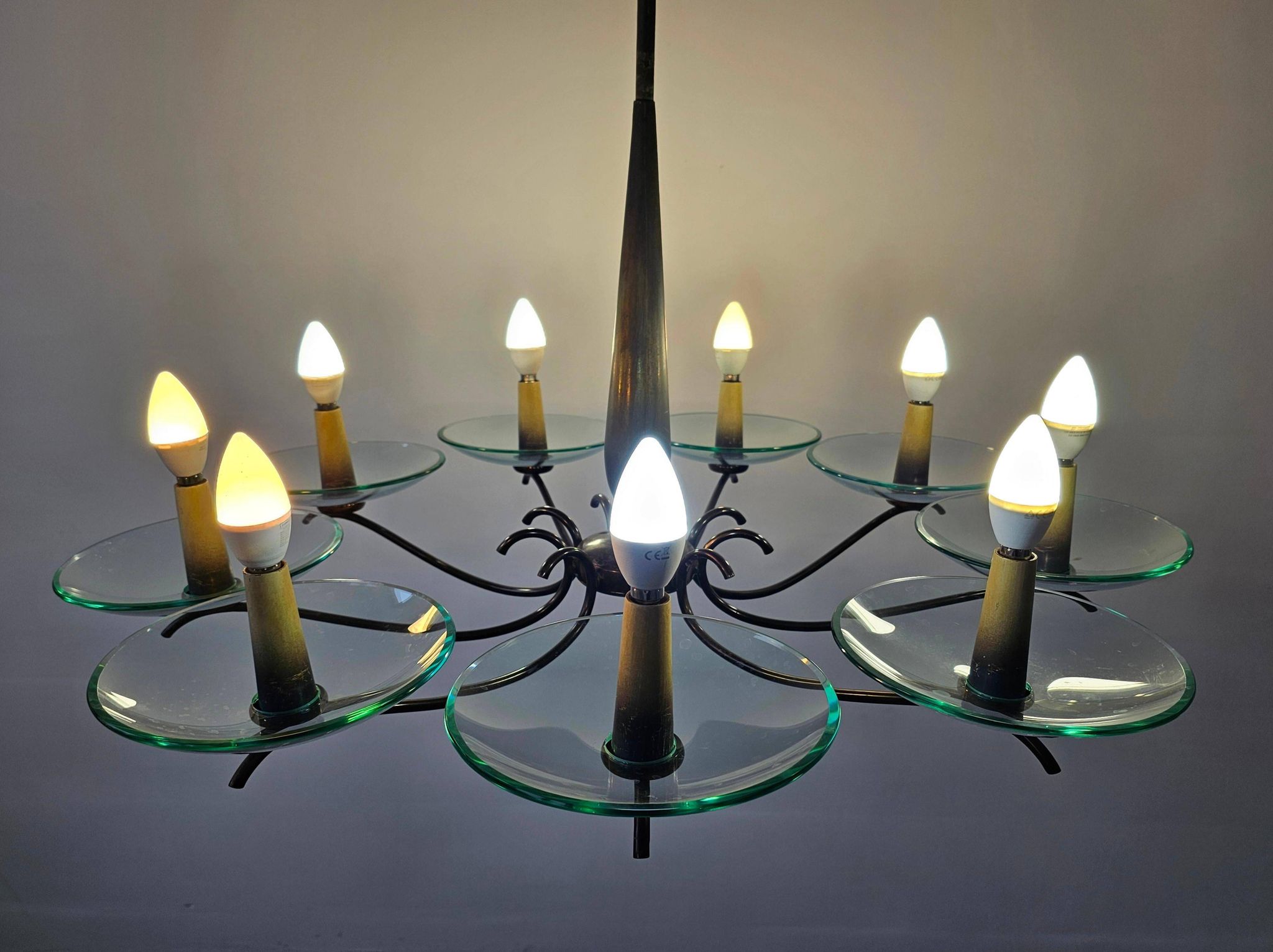 Brass Mid-Century Chandelier in the style of Pietro Chiesa