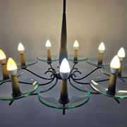 Brass Mid-Century Chandelier in the style of Pietro Chiesa